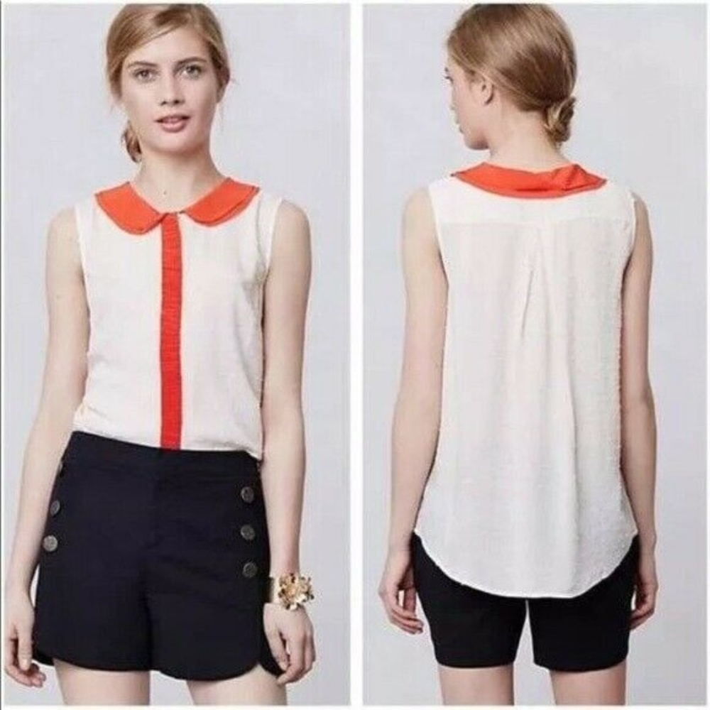 Anthropologie Postmark Louisa Blue Swiss Dot Top 2 - Picture 2 of 6